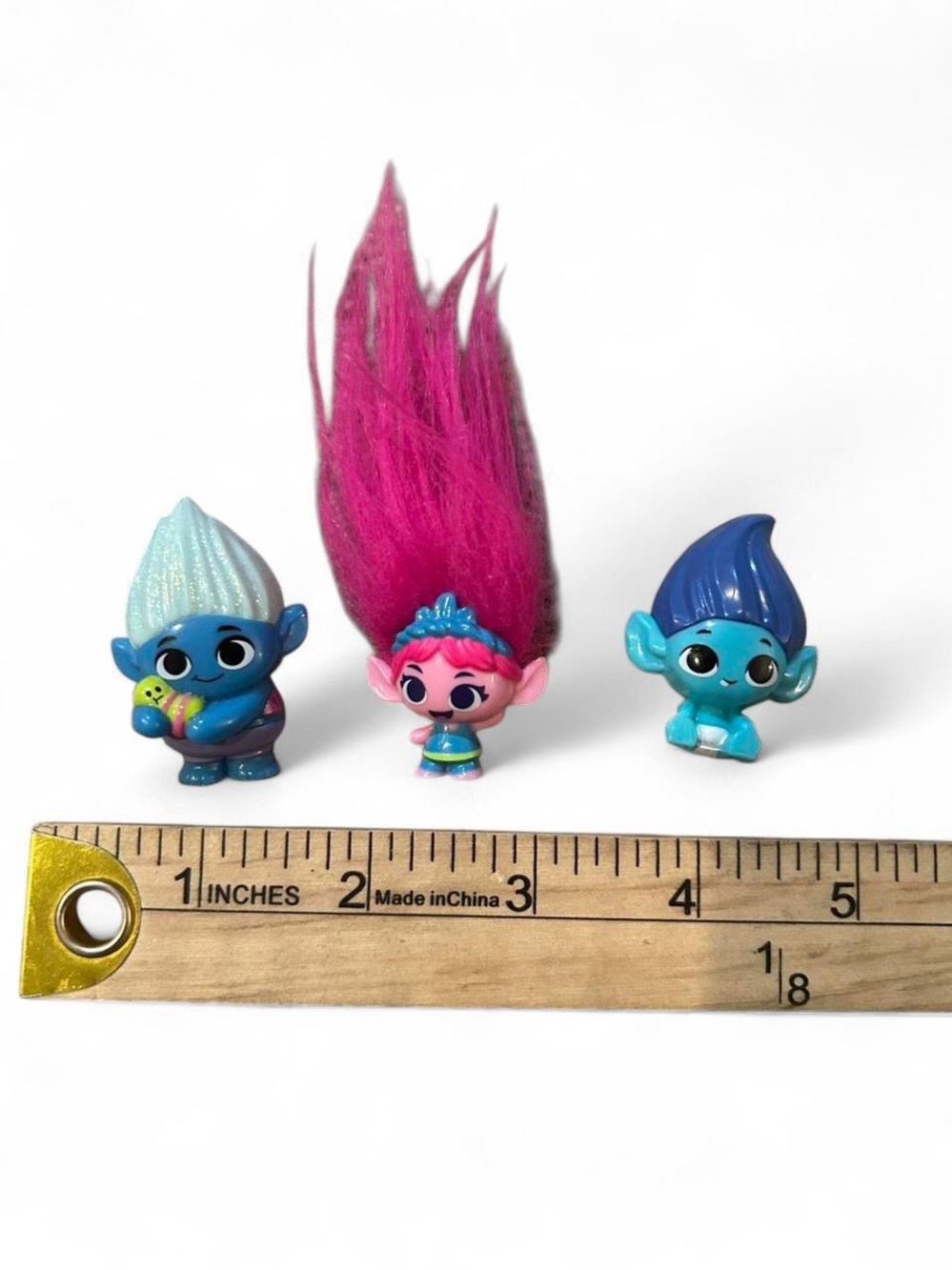Trolls Mini Figures Set - Pink Hair, Blue & Teal Bodies